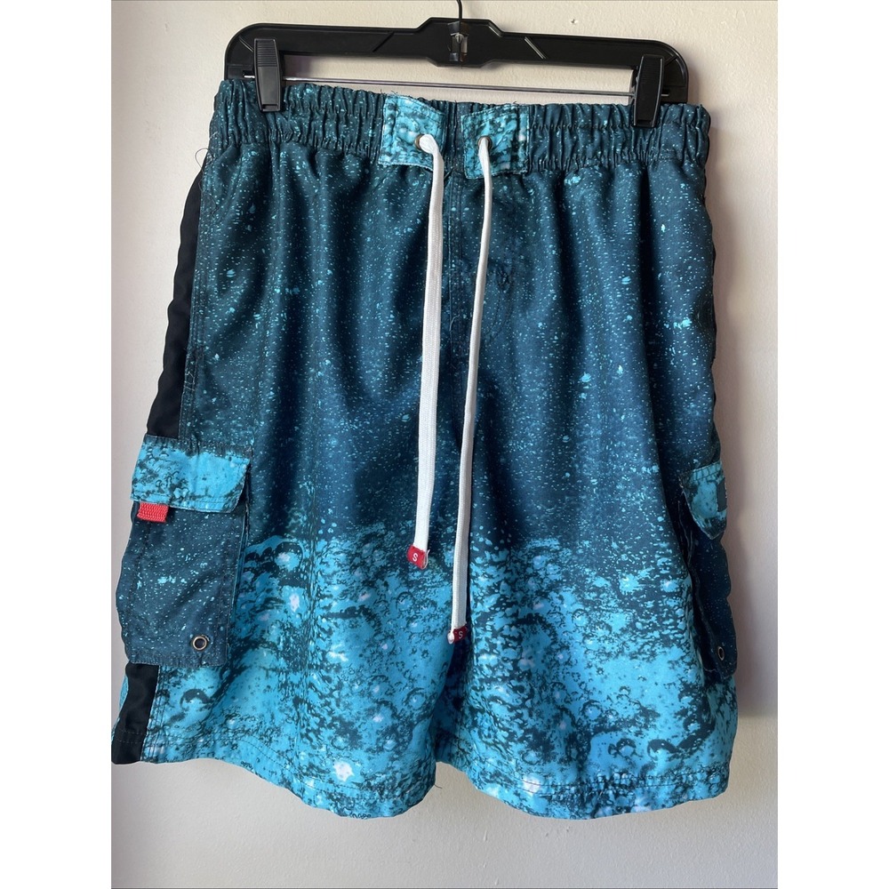 Surf Mentality Men's MED Swim Trunks Abstract Drawstring Cargo Pockets